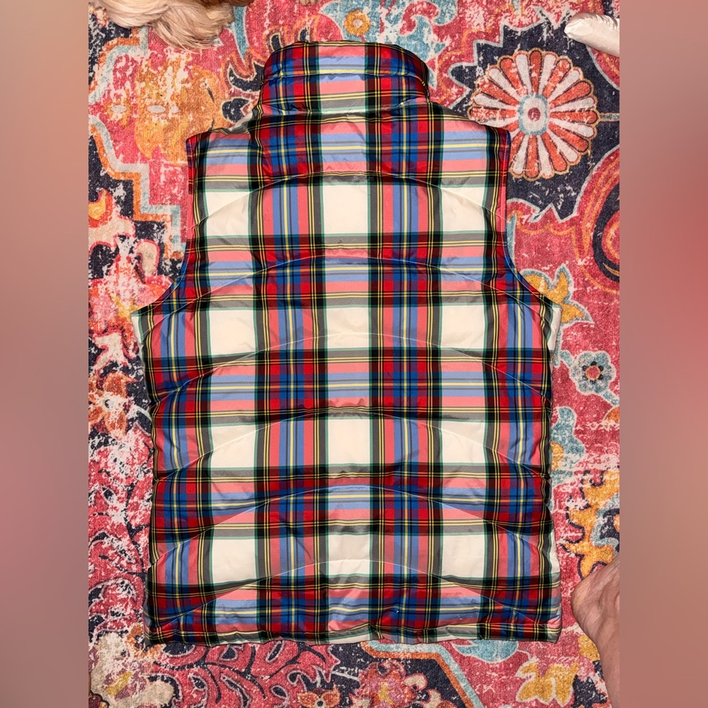 Lands End Womens Plaid Multicolor Zip Down Fill Quilted Puffer Vest Size M/Tall - Picture 6 of 7